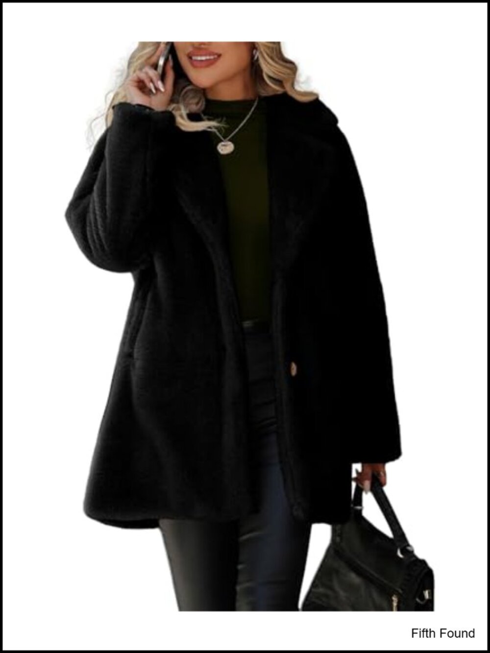 Faux Fur Coat Winter Button Up Fleece Jacket with Pockets